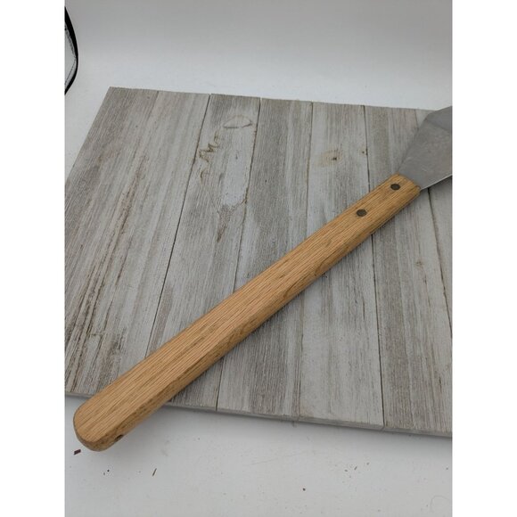 Vintage Solid Stainless Spatula Flipper 19" Long wooden Handle BBQ Griddle Taiwa - Picture 6 of 8